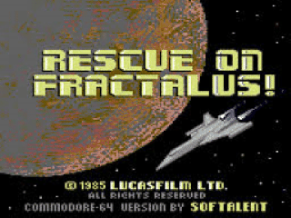 Rescue on Fractalus title screen for Commodore 64